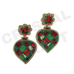 <b>Heart</b> Green Christian <b>Gold</b> Parties Special Fashion Dangle <b>Earrings</b> New Arrival Cross-Border Handmade Beads Sweet Sequins Trendy - Product Image 1