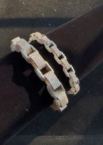 Premium Quality <b>Mens</b> Diamond Studded Square Link <b>Bracelet</b> Luxury <b>Stainless</b> <b>Steel</b> Jewelry for Him Available for Best Price - Product Image 3