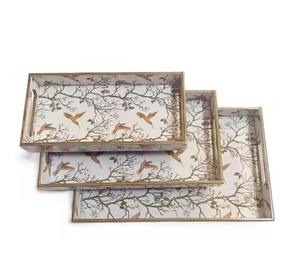 Plateau de service imbriqué de qualité supérieure, émaillé et imprimé, pour la décoration de la maison, le petit-déjeuner, le Ramadan - Product Image 3