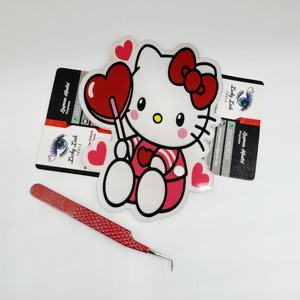 Plaques à cils en acrylique modernes, design spécial Saint-Valentin Hello Kitty, pour extensions de cils, avec pinces et bandelettes magnétiques - Product Image 1