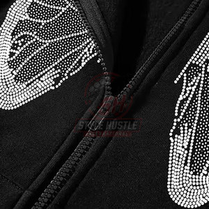 Nouveauté : Sweat-shirts à capuche pour hommes en coton 100% avec strass, couleur unie, style basique, vente en gros - Product Image 5
