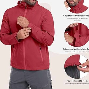 Chaqueta impermeable ligera transpirable para exteriores para hombre Material de poliéster estilo XL para viajes y lluvia - Product Image 3