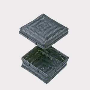 Cesta de lavandería de bambú natural hecha a mano Bandeja tejida rectangular conveniente para la opción de almacenamiento de cocina - Product Image 2