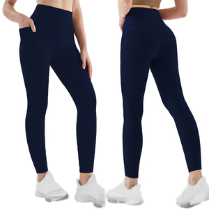 Active Wear Elastic Waist Custom Logo Stock High Waist Gym Sports <b>Leggings</b> Running Fitness Women's Yoga Pockets <b>Leggings</b> - Product Image 3