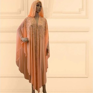 Abaya ouverte à capuche pour femme musulmane Kaftan Chiffon perlé Manches chauve-souris pour femmes Nouvelles tendances Tenue boubou africaine Turquie Robe ouverte - Product Image 2