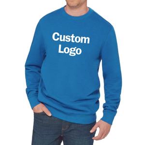 Sweat-shirt à logo personnalisé pour homme sans capuche, col pull-over, manches longues, coupe classique, 100% coton molletonné - Product Image 1