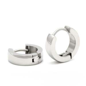Boucles d'oreilles créoles Jeulia en acier inoxydable plaqué or pour hommes avec accents de perles et de diamants - Product Image 1