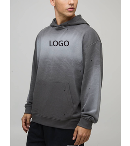 Sudadera con Capucha Extra Grande de Estilo Universitario para Hombre, Teñida con Spray Lavado Estilo Hip Hop, Prenda de Moda, Transpirable, de Algodón, con Capucha y Cuello Jersey - Product Image 1