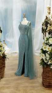 Elegant Anti-Static Women's Long Formal Evening Gown Hand-Beaded Floor-Length for <b>Party</b> <b>Prom</b> Wedding with Natural Waistline - Product Image 2