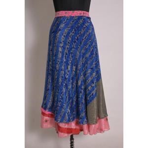 กระโปรงยาวผ้าไหมศิลปะสำหรับผู้หญิงเดรสสั้นเซ็กซี่สไตล์โบโฮฮิปปี้วินเทจผ้าส่าหรีดีไซน์เนอร์ออกแบบได้ตามต้องการ - Product Image 2