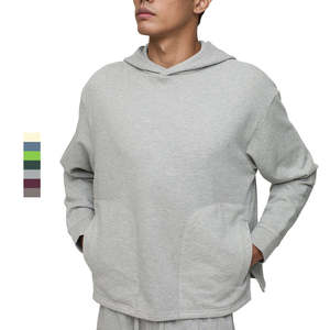 Pull à capuche pour hommes avec logo brodé personnalisé, sweat-shirt surdimensionné en molleton de coton confortable teint en couleur unie pour la promotion de la marque - Product Image 1