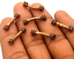 21X3mm incurvé fabrication de bijoux tube perle oxydé argent et laiton plaqué or 18 carats et argent plaqué cuivre oxydé plaqué B489 - Product Image 1