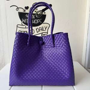 Eco-Friendly Sembagi Dark for Fashionable Women's <b>Handbags</b> <b>Unique</b> Weaved Premium Recycled Plastic Adult Costume Size - Product Image 1