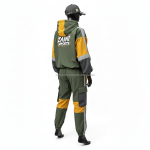 Conjunto de Chaqueta Cortavientos Ripstop de 160 GSM para Mujer en Paneles de Color Verde, Amarillo y Gris, Logotipo Personalizado con Transferencia de Calor, Chaqueta Cortavientos de Talla Grande - Product Image 5