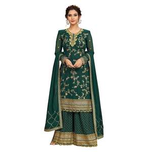 Ensemble Anarkali Kurta en Georgette brodée ethnique pour femme Trendmalls avec Dupatta (G75-Vert Foncé) – Tenue Salwar pour mariage indien/pakistanais - Product Image 6