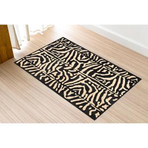 Zebra Print <b>Rug</b>: Beige & Black Animal Pattern, Modern Safari Decor,<b>Chenille</b> <b>Rug</b> - Product Image 2