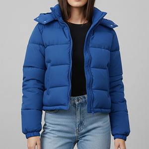 High Quality Women's Customized Cotton Padded Puffer Jacket Pearls Rivet Waterproof Breathable Eco-Friendly Winter Hooded Jacket - Product Image 2