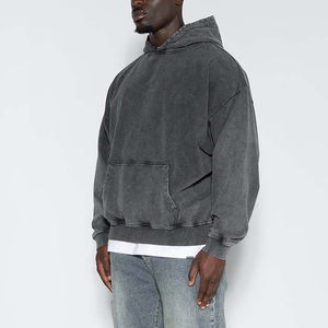 Sweats à capuche personnalisés pour hommes pulls vierges surdimensionnés à épaules tombantes sweats à capuche en coton lourd délavé à l'acide prix très bon marché - Product Image 6