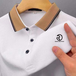 Venta al por mayor de verano de los hombres de manga corta Camiseta Casual de negocios de moda suelta bordada POLO camisa deportiva para los hombres - Product Image 4