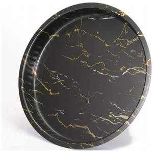 Plateau en métal rond moderne Ø 370 mm avec finition marbre noir pour usage domestique Plateau de service alimentaire OEM/ODM Bienvenue - Product Image 3