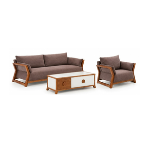 Juego de Sofás de Madera de Teca Sólida con Mesa de Centro, Muebles para Sala de Estar, para Hoteles, Apartamentos, Salones y Proyectos de Hostelería - Product Image 2