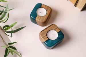 Candelabro Decorativo Hecho a Mano de Resina y Madera con Vela de Aromaterapia para Decoración del Hogar y Relajación en el Spa - Product Image 5