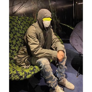 Sweat à capuche surdimensionné unisexe de haute qualité, avec fermeture éclair, demi-visage, col à capuche 100% coton, séchage rapide - Product Image 3