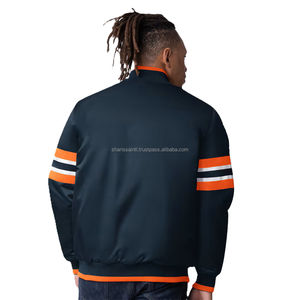 Veste universitaire vintage sur mesure OEM pour hommes, col montant, style court, avec broderie en chenille et chaîne pour l'hiver - Product Image 6