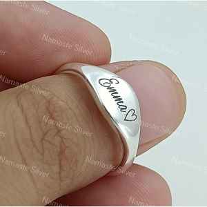 925 Sterling Silver Custom Name <b>Ring</b> <b>Dainty</b> Handmade Band with Engraved Text Name Slogan Message Personalized Jewelry for Gifts - Product Image 6