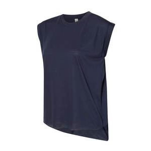 Women's Flowy <b>Rolled</b> Cuffs Muscle Tee Relaxed high-low, raw-edge hem flowy Women's Sports Flowy Basic Tank - Product Image 4