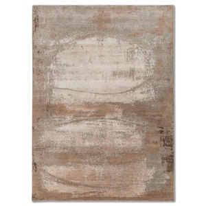 พรมทอมือลายเอนโทรปี ทำจากขนสัตว์ ไผ่ และไหม สีเบจ-น้ำตาล สำหรับบ้าน ห้องนั่งเล่น ทางเดิน-Esk-1570 ขนาด 9x12 ฟุต รูปทรงสี่เหลี่ยมผืนผ้า - Product Image 1