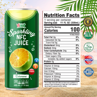 Calamansi Boisson au jus pétillant 330ml VINUT Vietnam Boissons-OEM ODM Personnalisable Sans OGM Sans sucre ajouté Échantillon gratuit Faible quantité minimale de commande