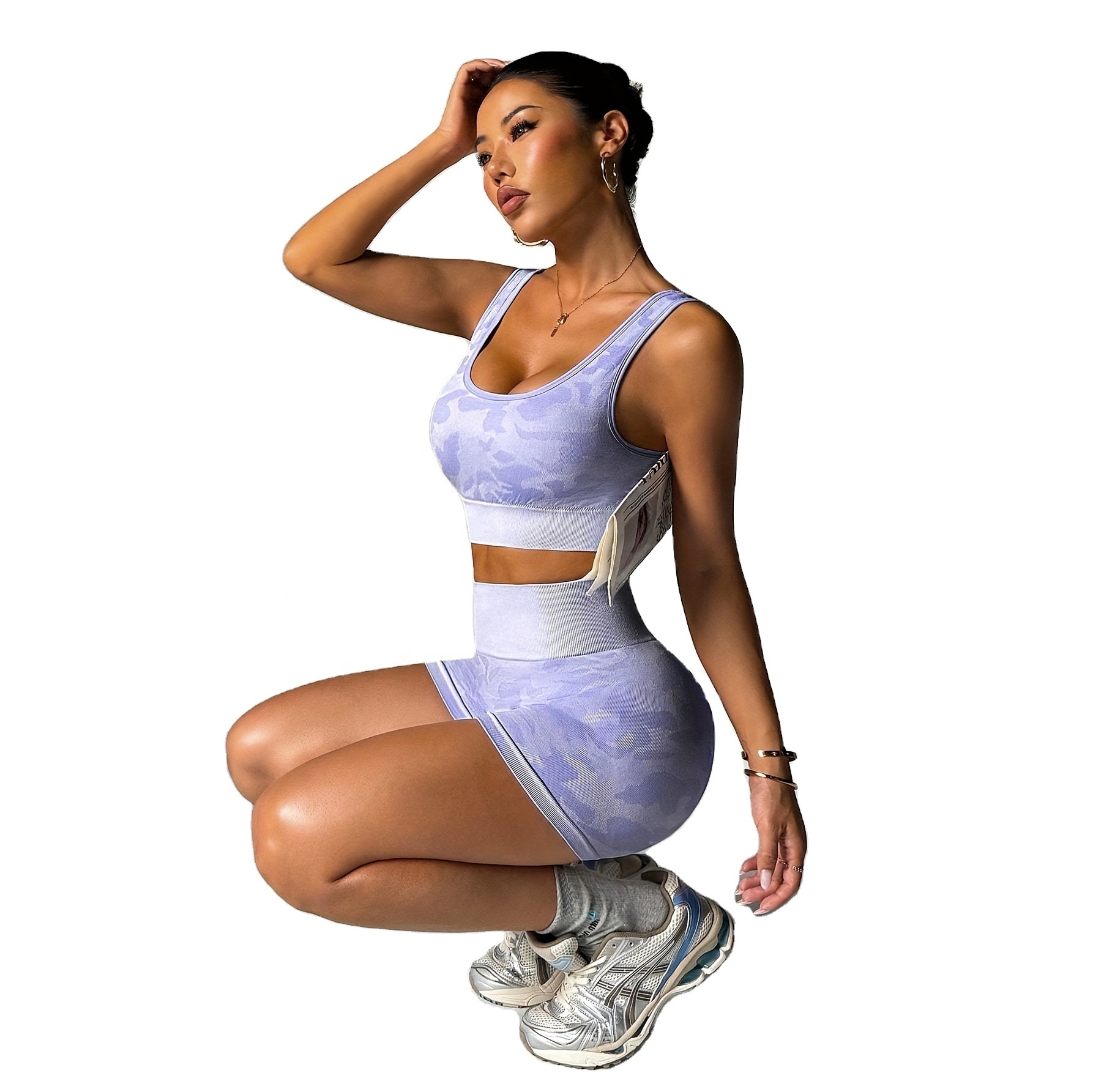 Comfort Fit Womens Crop Top and Shorts Set Fitness Activewear Outfit for Yoga Gym Exercise and Everyday Wear