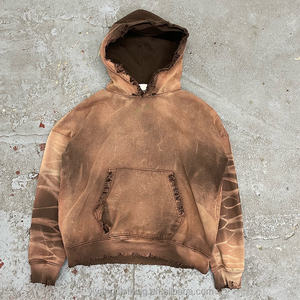 Sweats à capuche streetwear personnalisés pour hommes hiver Vintage en détresse lavage à l'acide conception goutte épaule lourde éponge française 100% coton - Product Image 1