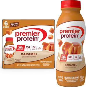 Shake protéiné Premier Protein, Caramel, 30g de protéines, sans sucre ajouté, 24 vitamines et minéraux pour soutenir la santé immunitaire, 11,5 fl oz, lot de 6 - Product Image 1