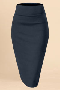 Trendmalls Comfortable Women's <b>Grey</b> <b>Pencil</b> <b>Skirt</b> Knee-Length with Elastic Waist Band Plain Dyed Formal (P10-<b>Grey</b>) - Product Image 3