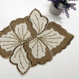 Handmade Luxury Beaded <b>Placemats</b> and Coasters with Embroidery Eco-Friendly Cotton Thread for Home & Wedding <b>Dining</b> <b>Table</b> Mats - Product Image 5