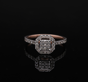 Anillo de diamantes de oro rosa de 14 quilates con ajuste de banda pavé de Halo octogonal elegante regalo de aniversario de compromiso - Product Image 1