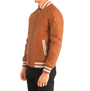 2024 Best Selling Custom leather <b>Jacket</b> for <b>Men</b> Stand Collar Wholesale for Winter - Product Image 2