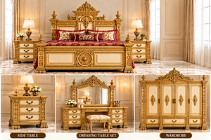 Juego de Cama King Size Tallado a Mano Royal Maharaja, Muebles de Dormitorio King Size Americanos, Muebles de Dormitorio de Madera de Teca Hechos a Mano en el Reino Unido - Product Image 6