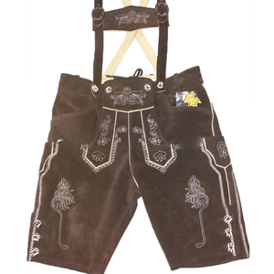 Nuevo clásico bávaro tradicional para hombres Oktoberfest Lederhosen High Street Style Short para hombres antiarrugas patrón sólido - Product Image 1