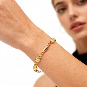 थोक फैशन गहने स्टेनलेस स्टील लेयर क्रॉस हार्ट चेन सोने की छोटी पतली चेन और महिलाओं के लिए लिंक कंगन - Product Image 4