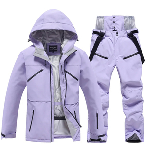 NUEVA moda Unisex traje de esquí de invierno cremallera de talla grande impermeable a prueba de viento chaqueta de Snowboard pantalones conjunto blanco puro - Product Image 3