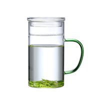 Tasse à thé en verre borosilicaté avec infuseur et couvercle pour amateur de thé