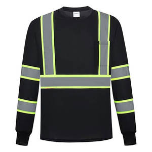 Camisas de manga larga de alta visibilidad para hombres y mujeres, camisas de seguridad reflectantes de construcción de clase 3, poliéster térmico duradero, compatible con ANSI - Product Image 1