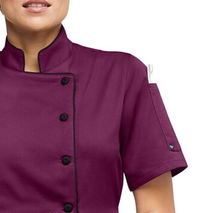 Chaqueta de uniforme de chef de algodón 100% de la mejor calidad al por mayor, abrigo de chef bordado personalizado de manga corta, uniformes de barra - Product Image 5