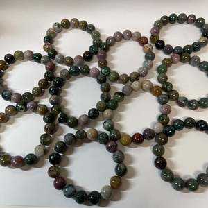 Bracelet en perles naturelles pour femmes 12mm perle d'agate 7-8.5 pouces or style bohème mignon avec boîte incluse - Product Image 1