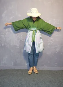 Beautiful Handmade Tie Dye <b>Beach</b> <b>Cover</b>-<b>Up</b> Latest Design One Size Short Kimono With Belt Casual Style Woven Weave for Vacation - Product Image 5
