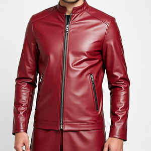 Chaqueta de cuero con cremallera Letterman para hombre, chaquetas de invierno para motocicleta, estilo callejero, abrigo de cuero Vintage para hombre - Product Image 1