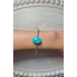 Navajo Handmade Kingman Turquoise & Sterling <b>Silver</b> <b>Cuff</b> <b>Bracelet</b> Cultural Collectible Jewelry - Product Image 4
